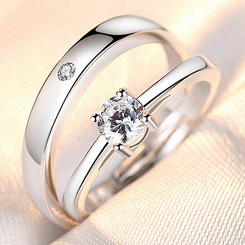 Adjustable Crown Zirconia Couple Rings for Men and Women