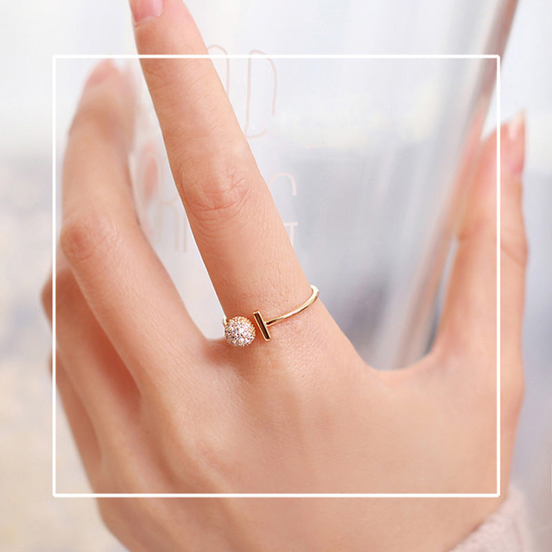 Adjustable Crystal Ball Diamond Ring