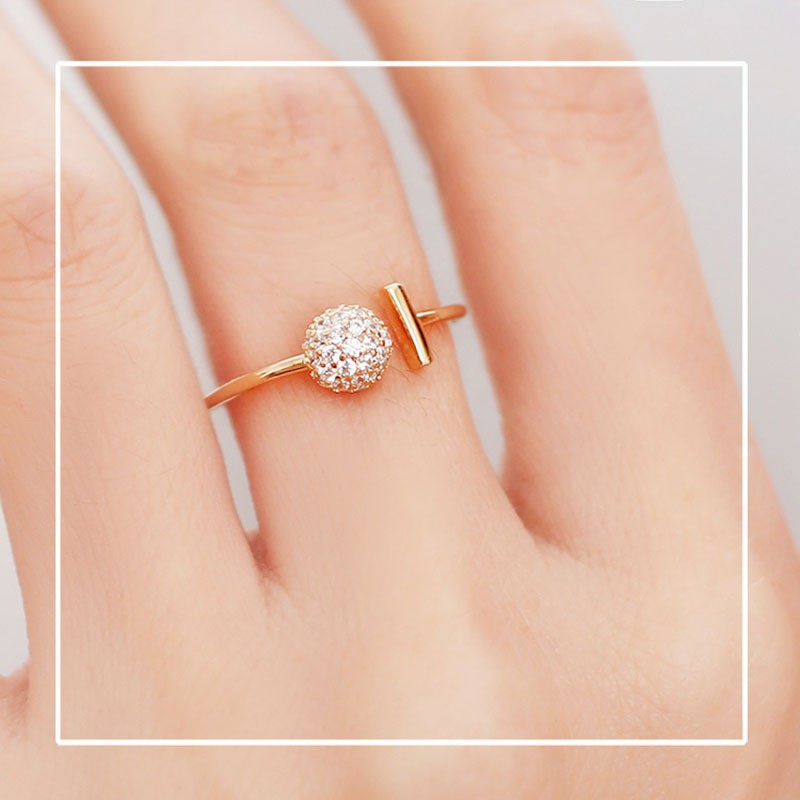 Adjustable Crystal Ball Diamond Ring
