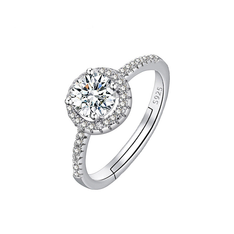 Adjustable Cubic Zirconia Ring Women Classic Six Claw Design