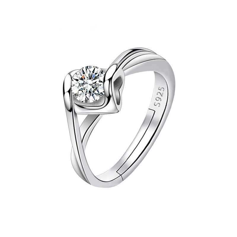 Adjustable Cubic Zirconia Ring Women Classic Six Claw Design