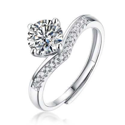 Adjustable Cubic Zirconia Ring Women Classic Six Claw Design