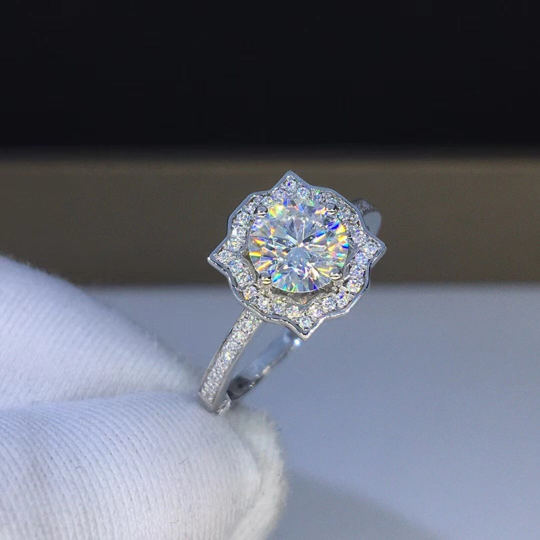 Adjustable Cubic Zirconia Ring Women Classic Six Claw Design