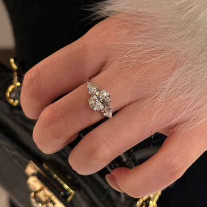 Adjustable Cubic Zirconia Ring Women Classic Six Claw Design