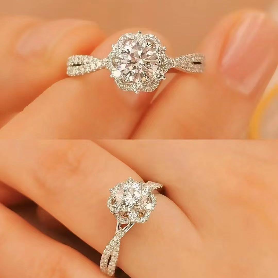 Adjustable Cubic Zirconia Ring Women Classic Six Claw Design