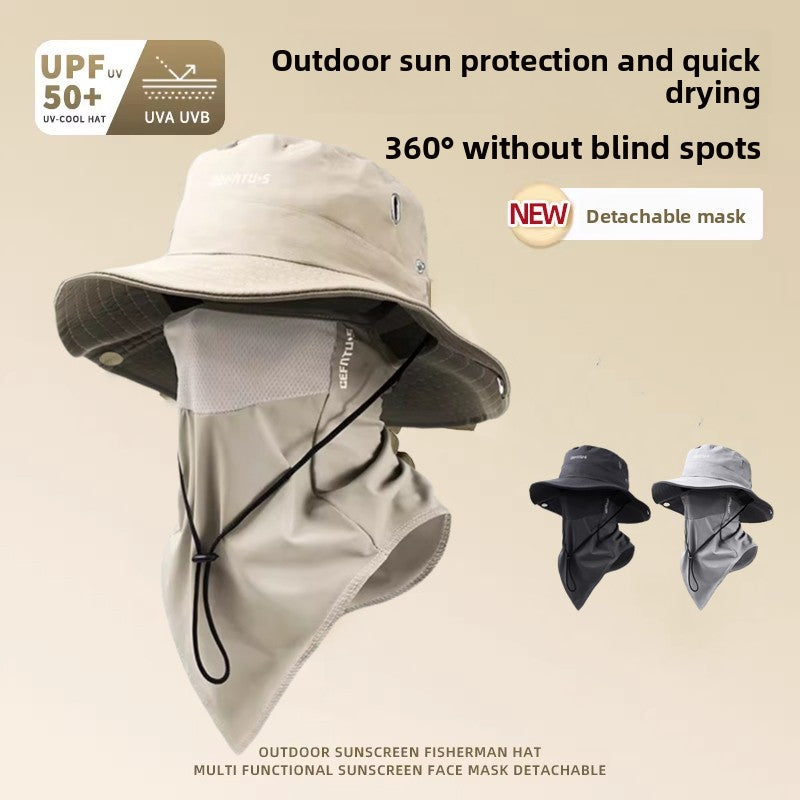Adjustable Desert Sun Hat with Face Mask and Neck Guard
