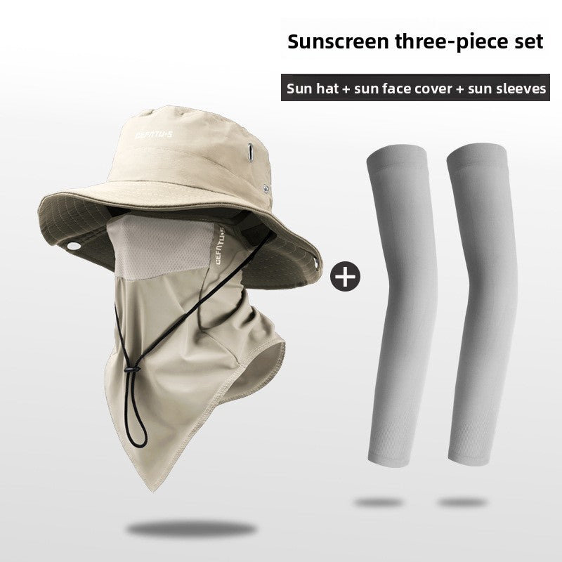 Adjustable Desert Sun Hat with Face Mask and Neck Guard