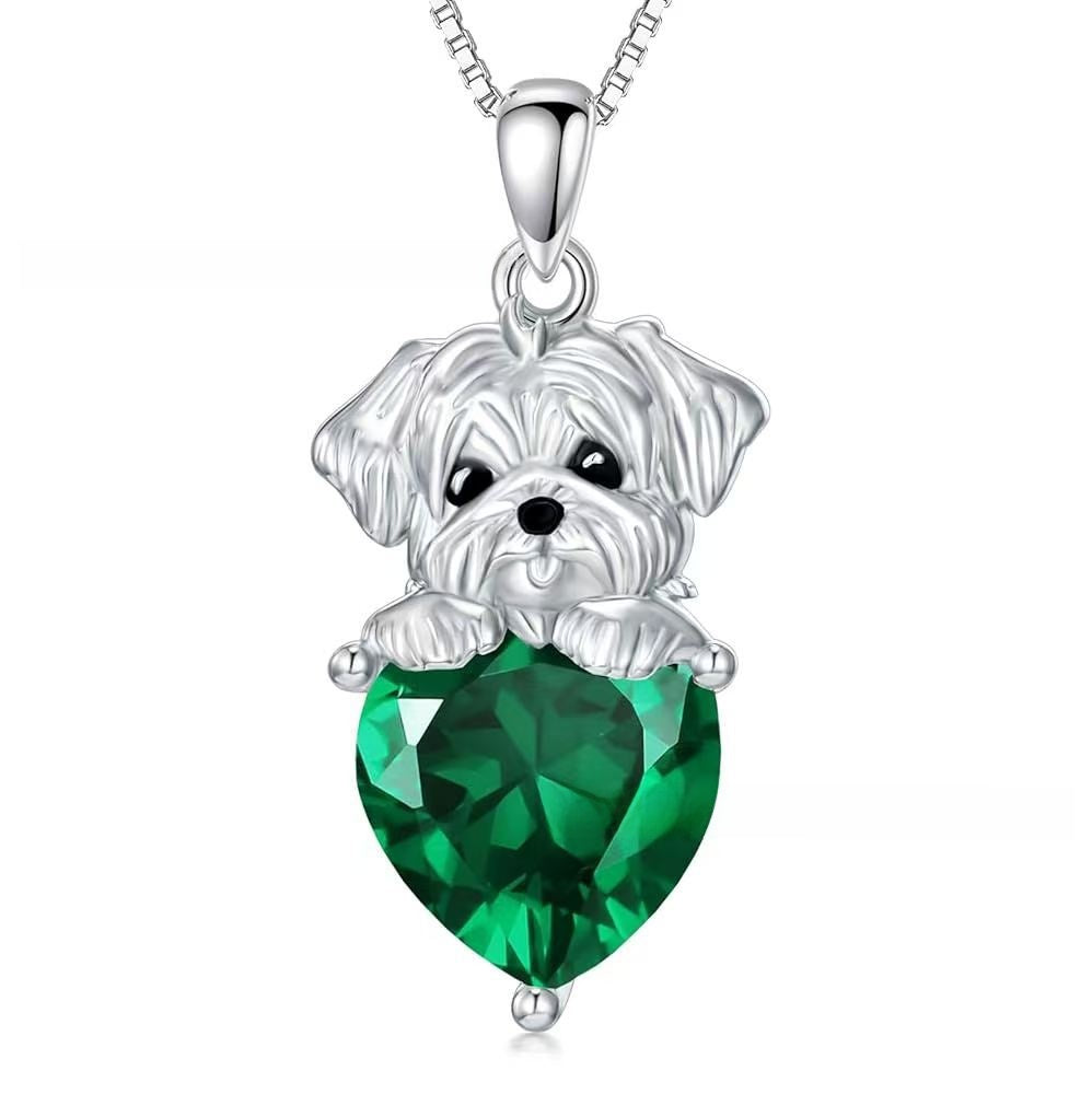 Adjustable Dog Heart Silver Pendant Necklace