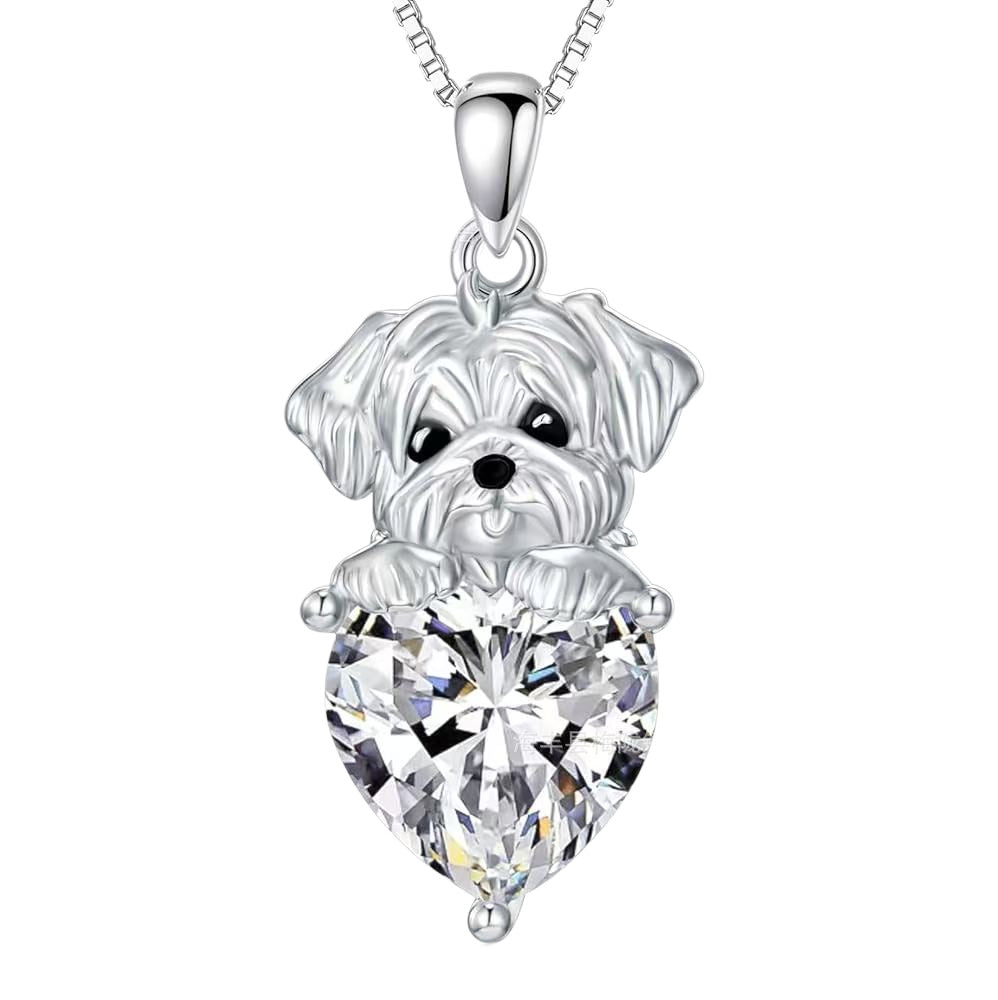 Adjustable Dog Heart Silver Pendant Necklace