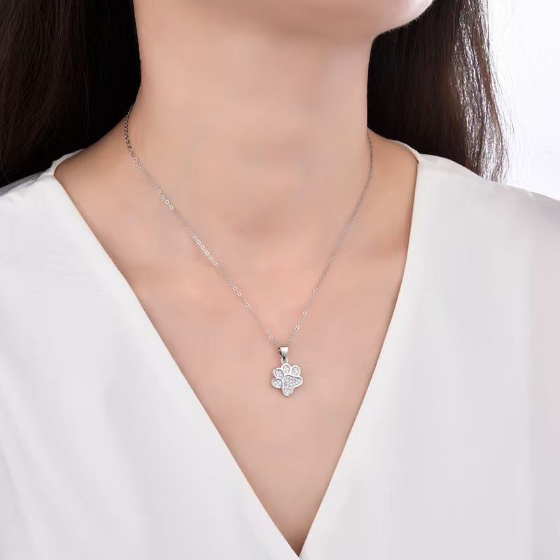 Adjustable Dog Paw Zircon Necklace