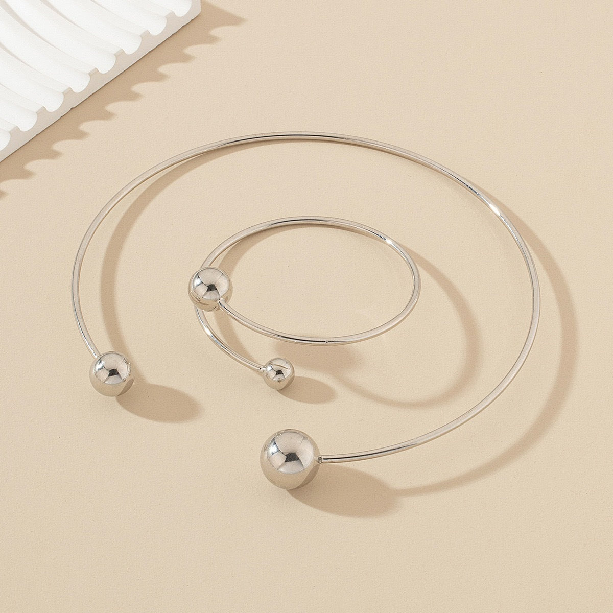 Adjustable Double Ball Alloy Bracelet Set