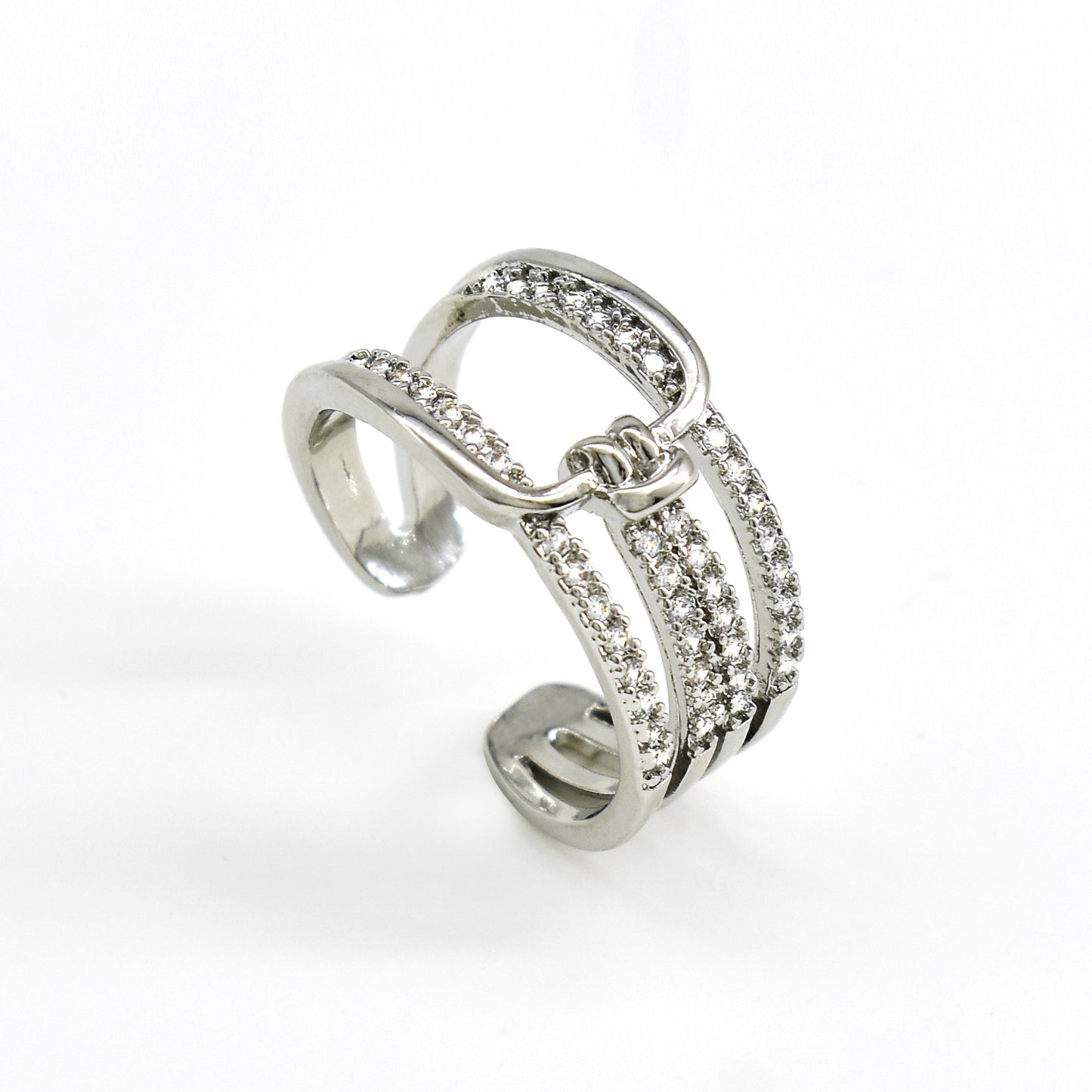 Adjustable Double Layer Geometric Finger Ring