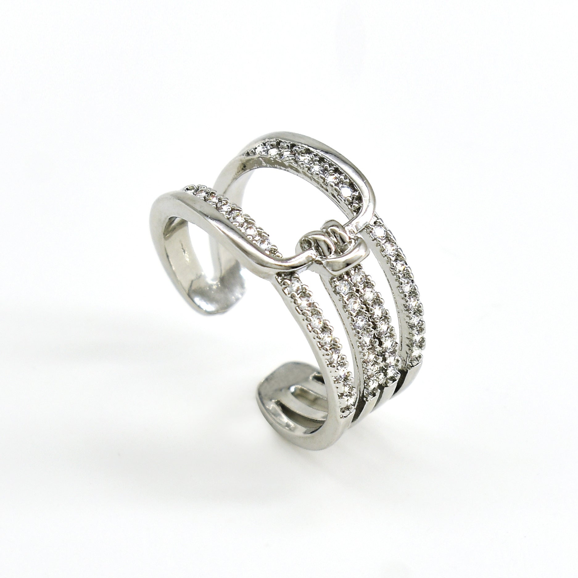 Adjustable Double Layer Geometric Finger Ring