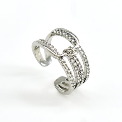 Adjustable Double Layer Geometric Finger Ring