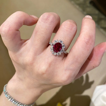 Adjustable Egg-Shaped Artificial Ruby Ring