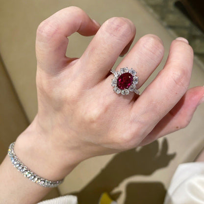 Adjustable Egg-Shaped Artificial Ruby Ring