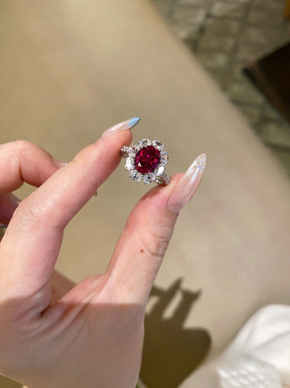 Adjustable Egg-Shaped Artificial Ruby Ring