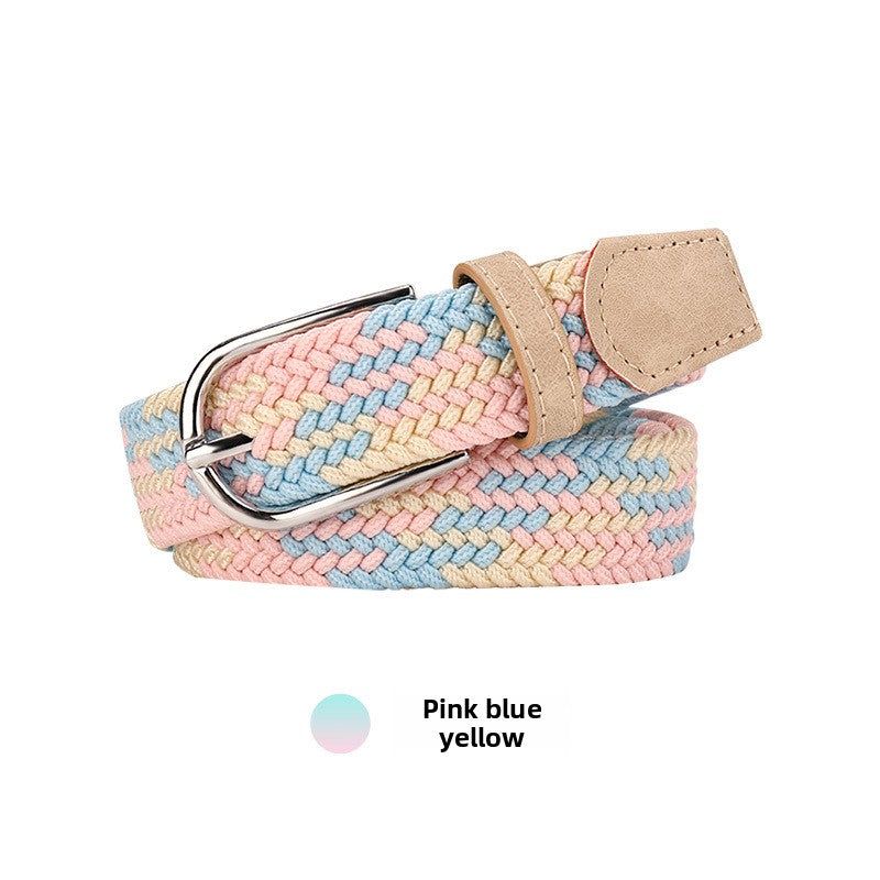 Adjustable Elastic Braided Canvas Belt