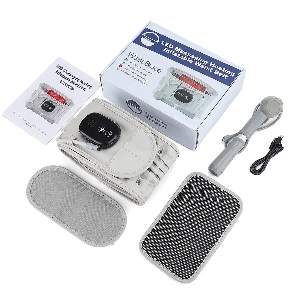 Adjustable Electric Heating Waist Belt with Massage and Red Light