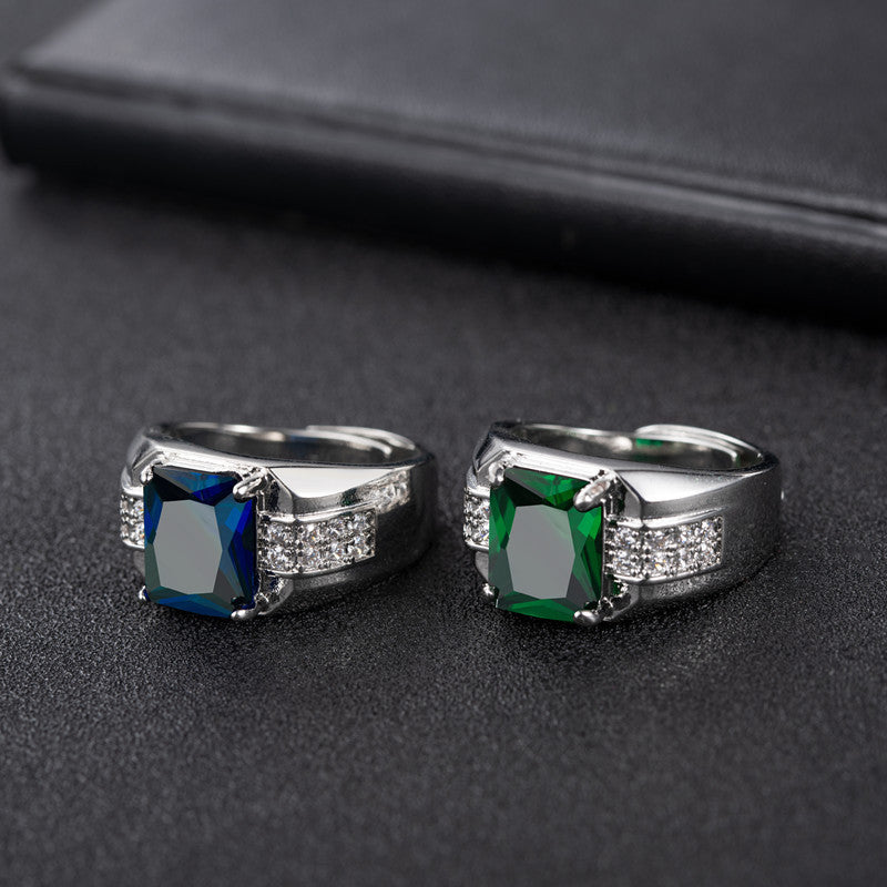 Adjustable Emerald Sapphire Ring