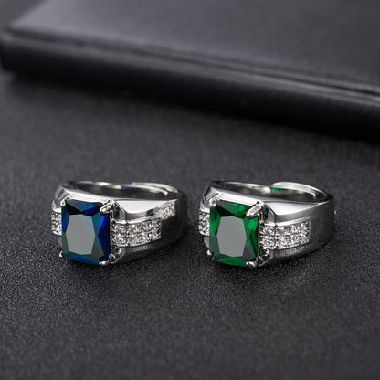 Adjustable Emerald Sapphire Ring