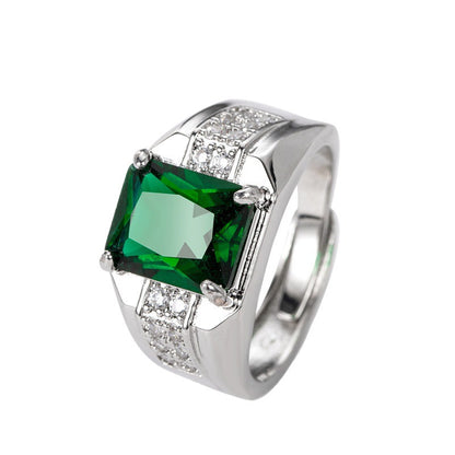Adjustable Emerald Sapphire Ring