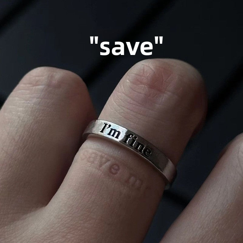 Adjustable Engraved Text Open Ring