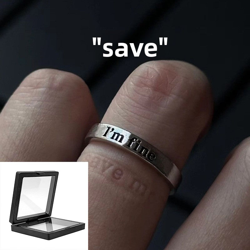Adjustable Engraved Text Open Ring