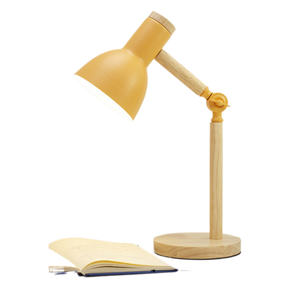 Adjustable Eye Protection Desk Lamp with Wood Base