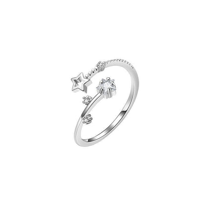 Adjustable Five-Pointed Star Geometric Ring