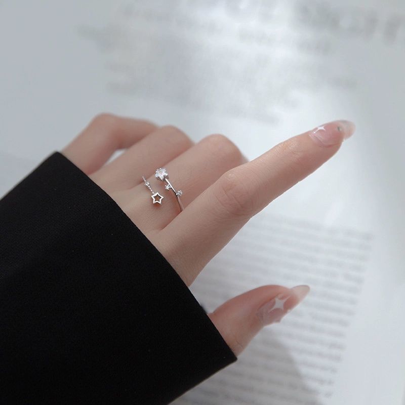 Adjustable Five-Pointed Star Geometric Ring