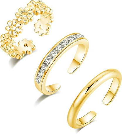 Adjustable Floral Foot Ring Set