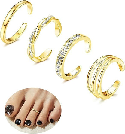 Adjustable Floral Foot Ring Set