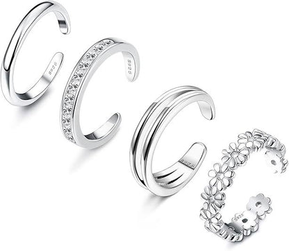 Adjustable Floral Foot Ring Set