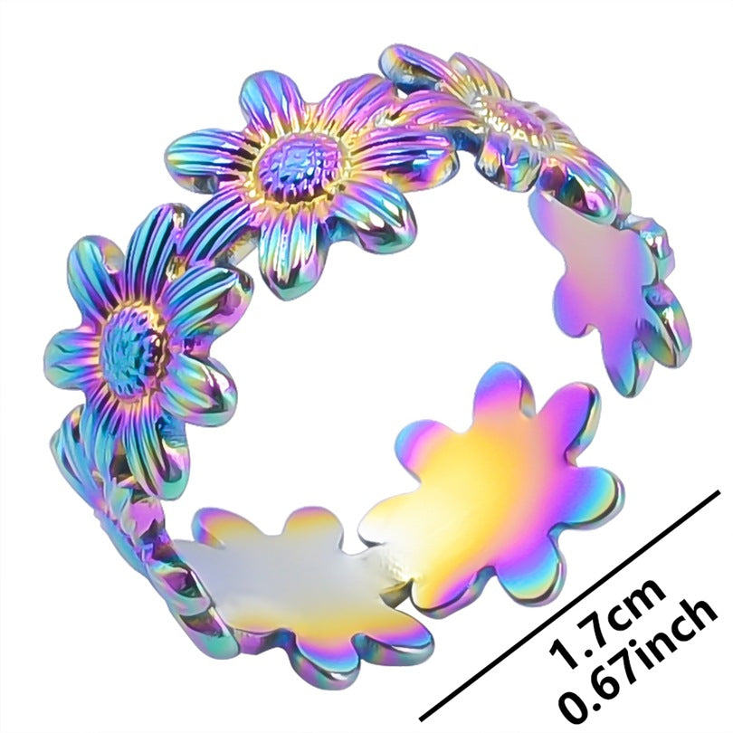 Adjustable Floral Open Ring