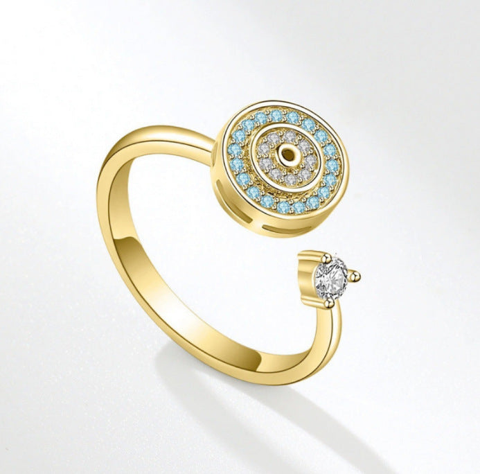Adjustable Floral Rotating Copper Ring
