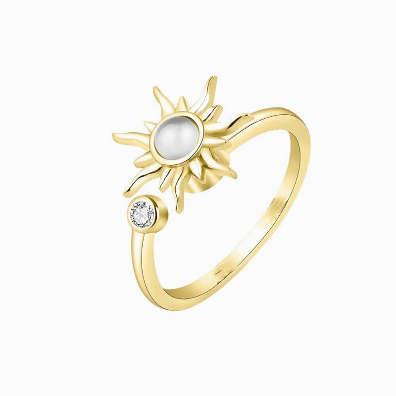 Adjustable Floral Rotating Copper Ring