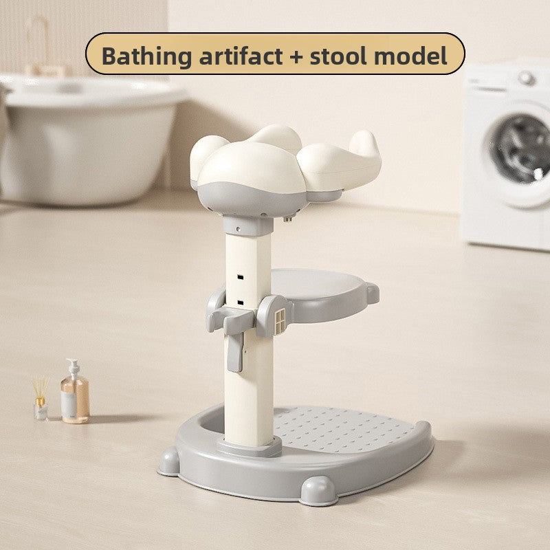 Adjustable Foldable Baby Standing Bath Rack with Non-Slip Base