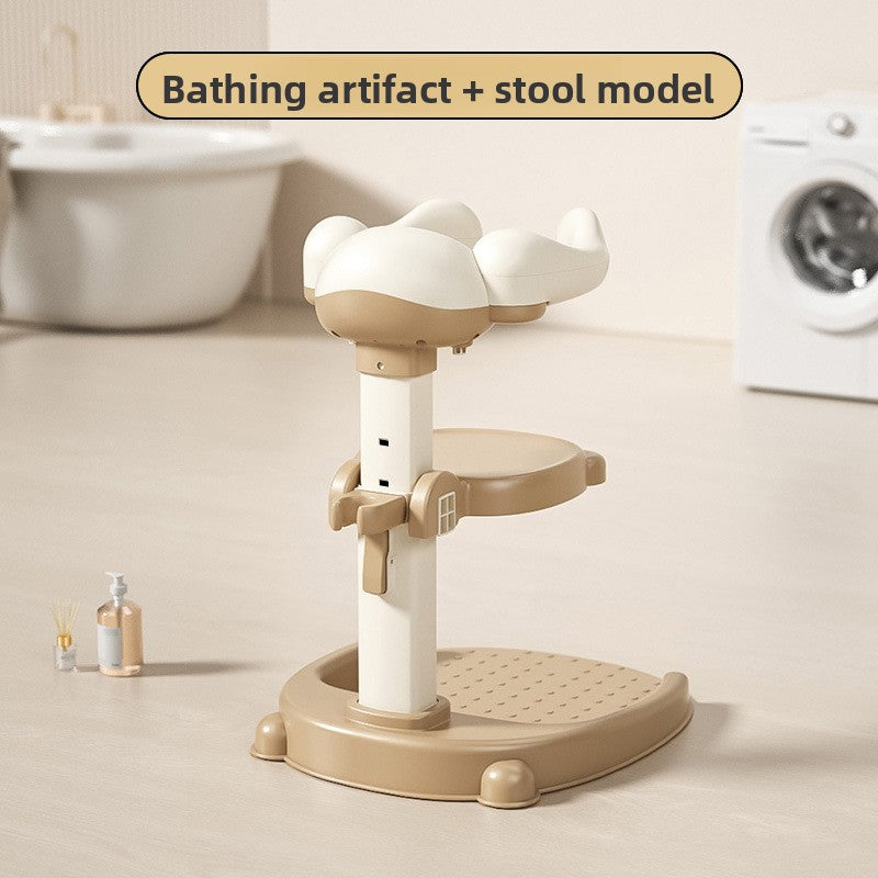 Adjustable Foldable Baby Standing Bath Rack with Non-Slip Base