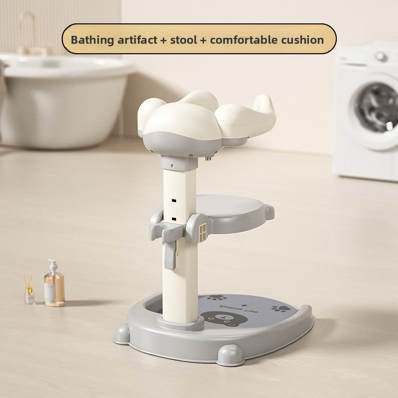 Adjustable Foldable Baby Standing Bath Rack with Non-Slip Base