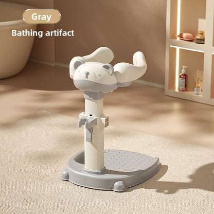 Adjustable Foldable Baby Standing Bath Rack with Non-Slip Base