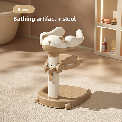 Adjustable Foldable Baby Standing Bath Rack with Non-Slip Base