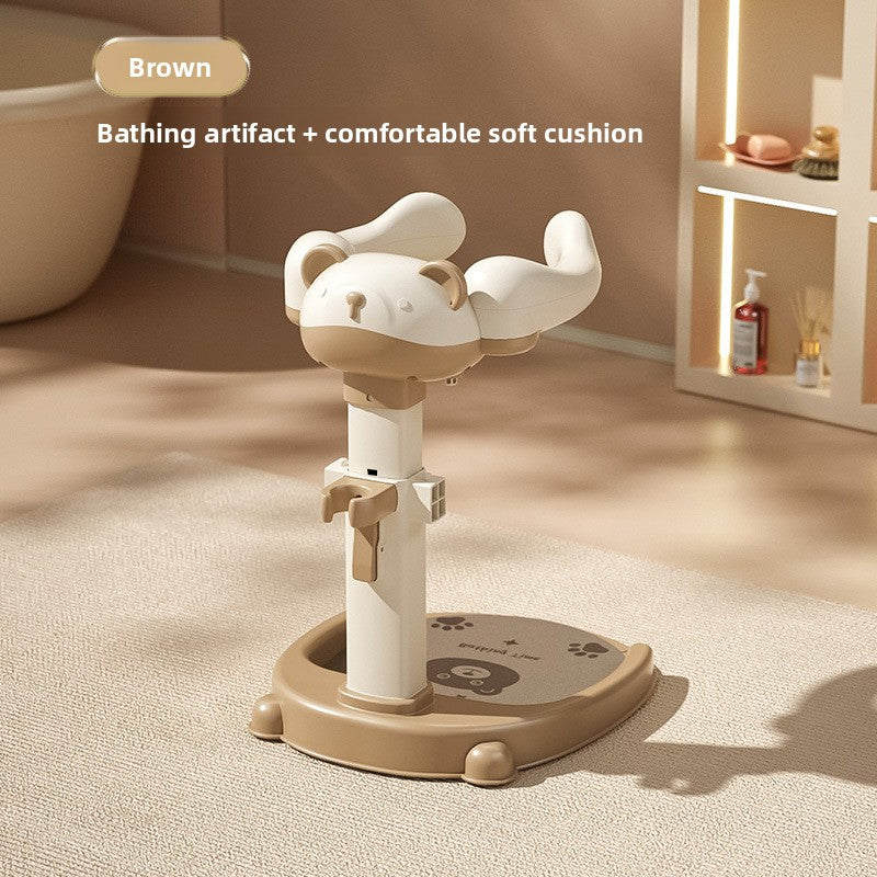 Adjustable Foldable Baby Standing Bath Rack with Non-Slip Base