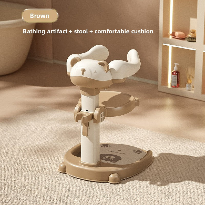 Adjustable Foldable Baby Standing Bath Rack with Non-Slip Base