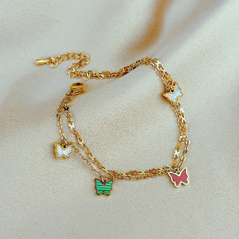 Adjustable Four-Leaf Clover Anklet Titanium Steel Jewelry