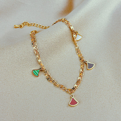 Adjustable Four-Leaf Clover Anklet Titanium Steel Jewelry