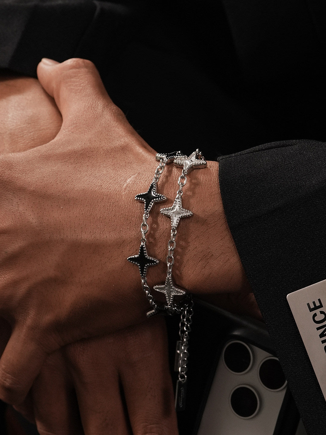 Adjustable Four-Pointed Star Beaded Bracelet