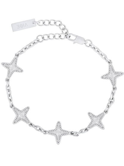 Adjustable Four-Pointed Star Beaded Bracelet