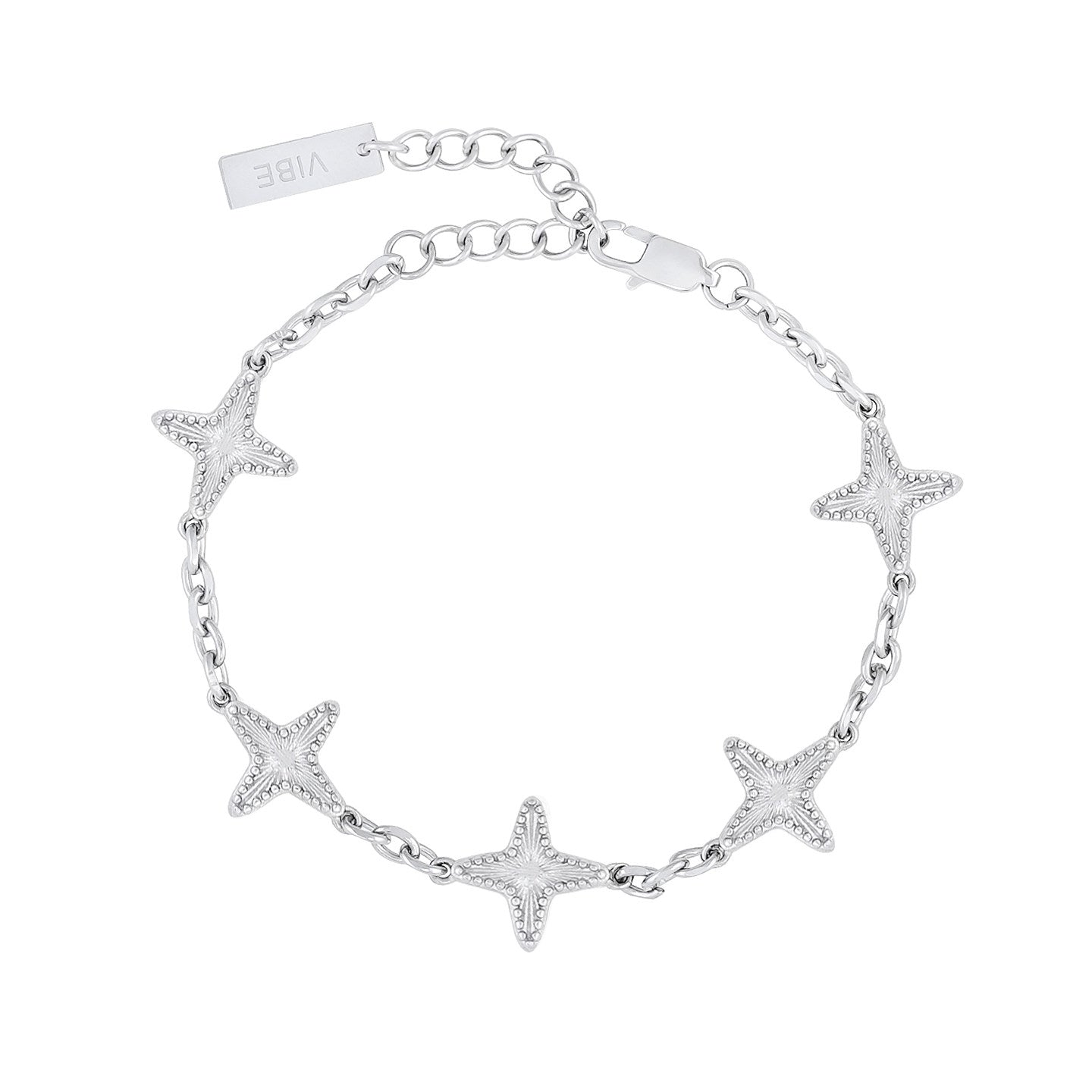 Adjustable Four-Pointed Star Beaded Bracelet
