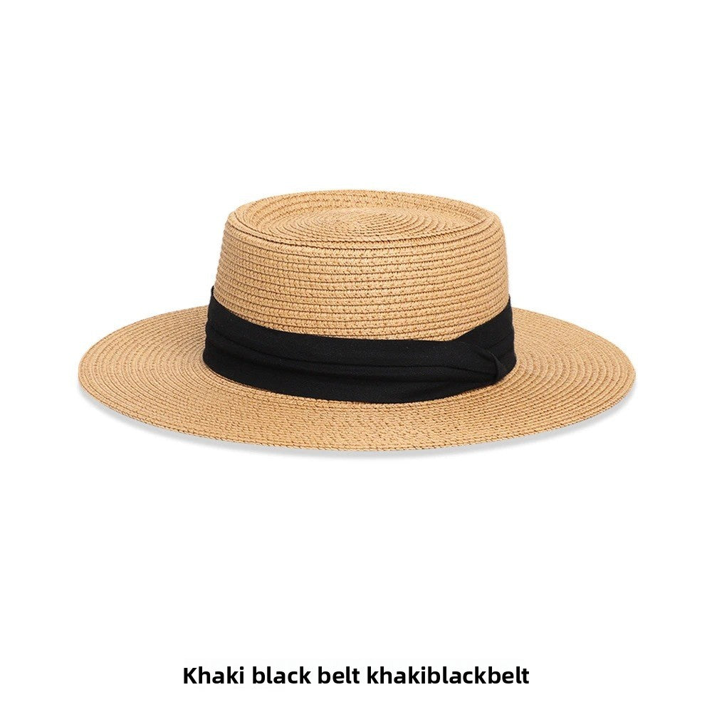 Adjustable French Flat Top Straw Hat for Women